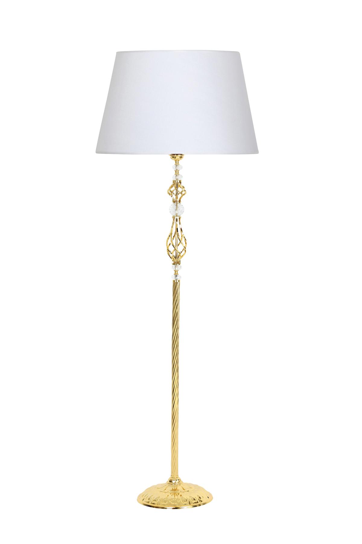 Vinner Helezon Kristal Modern Tekli Metal Tek Ayaklı Şapka Lambader Beyaz
