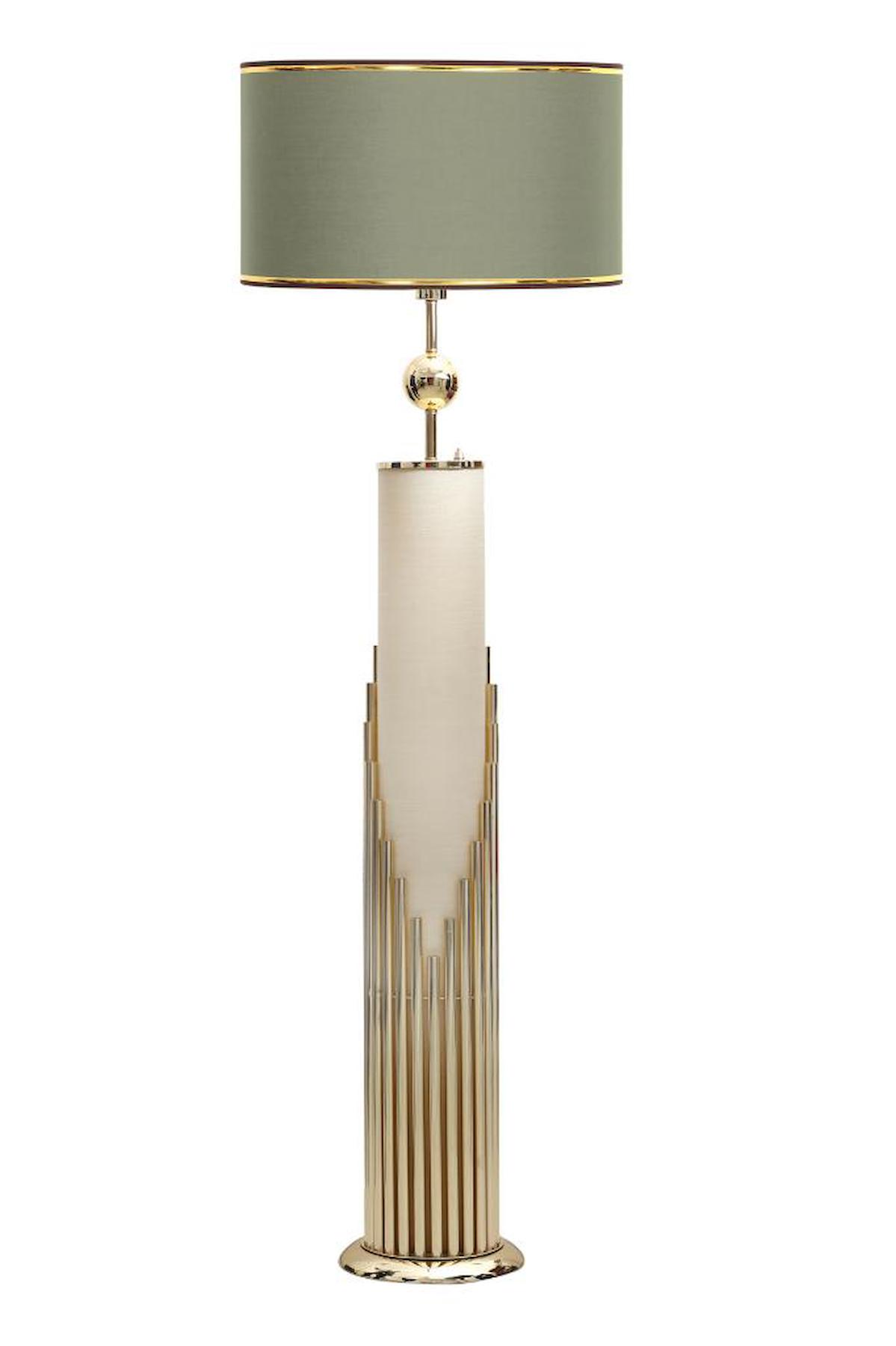 Vinner Doha Modern Tekli Metal Tek Ayaklı Silindir Lambader Haki