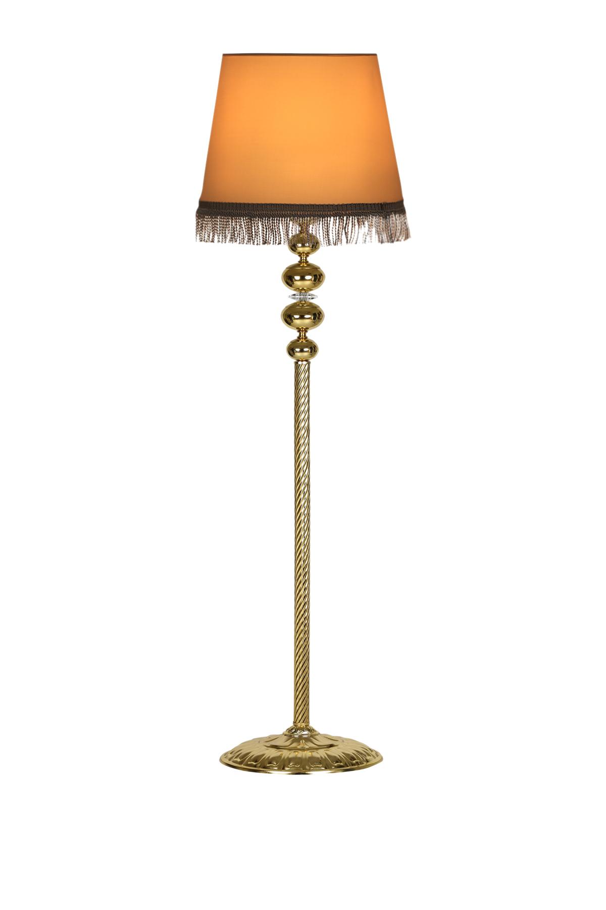 Vinner Gold Burgulu 4'lü Küre Kristal Vintage Tekli Metal Tek Ayaklı Şapka Lambader Turuncu