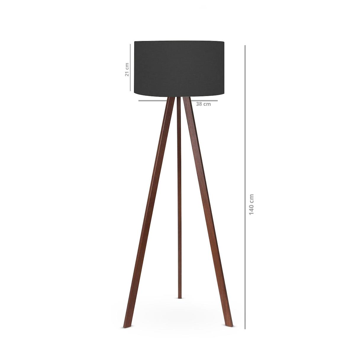 HOMİNG Modern Tekli Metal 3 Ayaklı Silindir Lambader Siyah