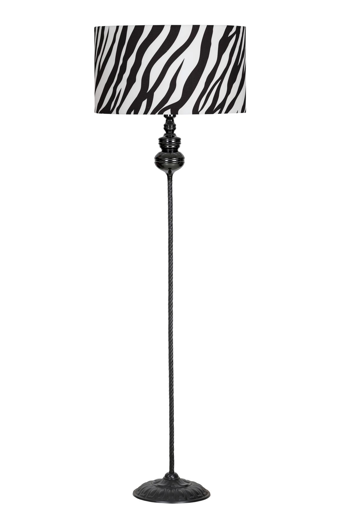 Vinner Munch Modern Tekli Metal Tek Ayaklı Silindir Lambader Zebra Desenli