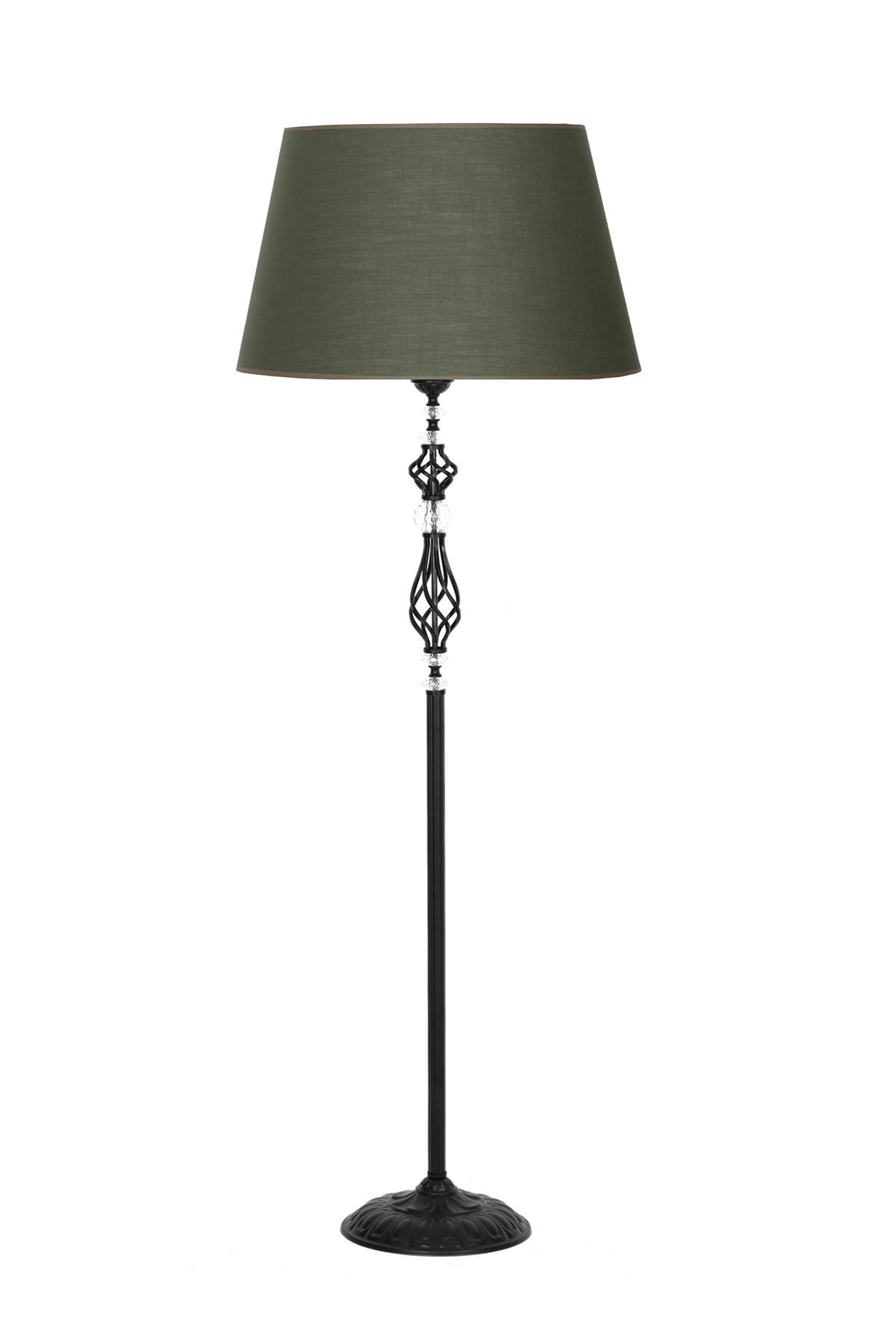 Vinner Helezon Kristal Modern Tekli Metal Tek Ayaklı Şapka Lambader Haki