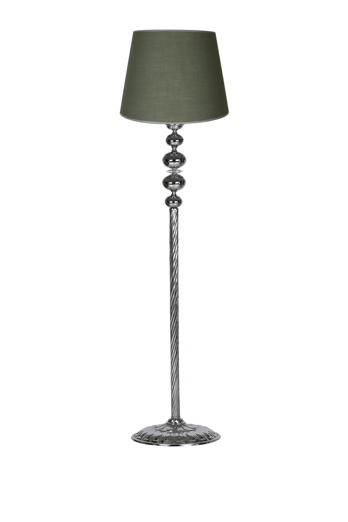 Vinner Krom Burgulu 4'lü Küre Kristal Modern Tekli Metal Tek Ayaklı Şapka Lambader Yeşil