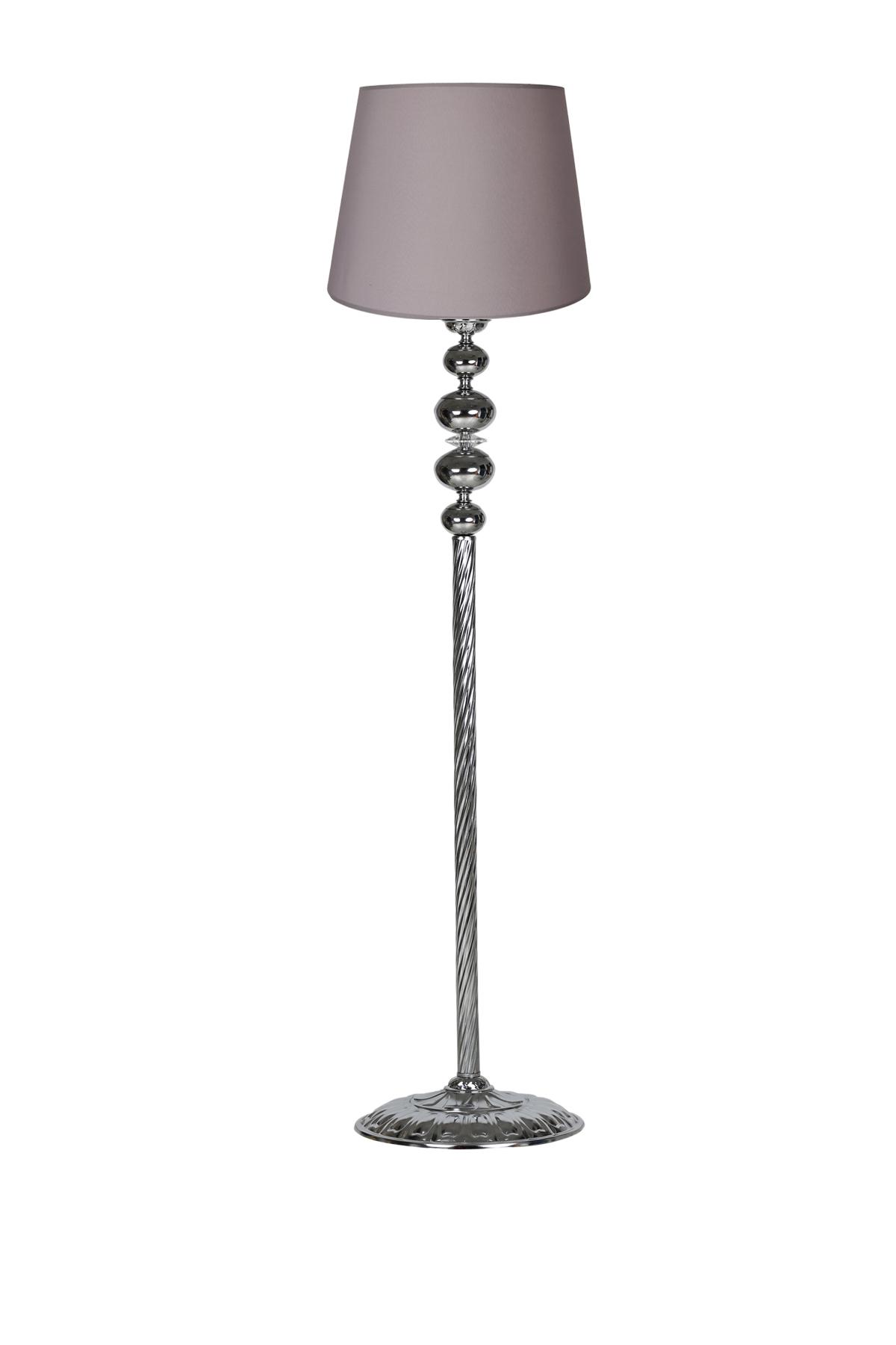 Vinner Krom Burgulu 4'lü Küre Kristal Modern Tekli Metal Tek Ayaklı Şapka Lambader Gri