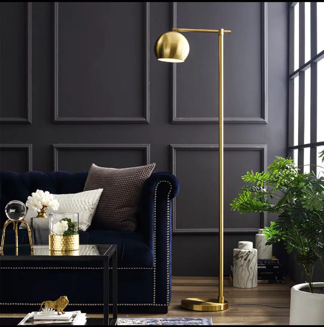 D-Light Retro Tekli Metal Tek Ayaklı Yuvarlak Lambader Sarı