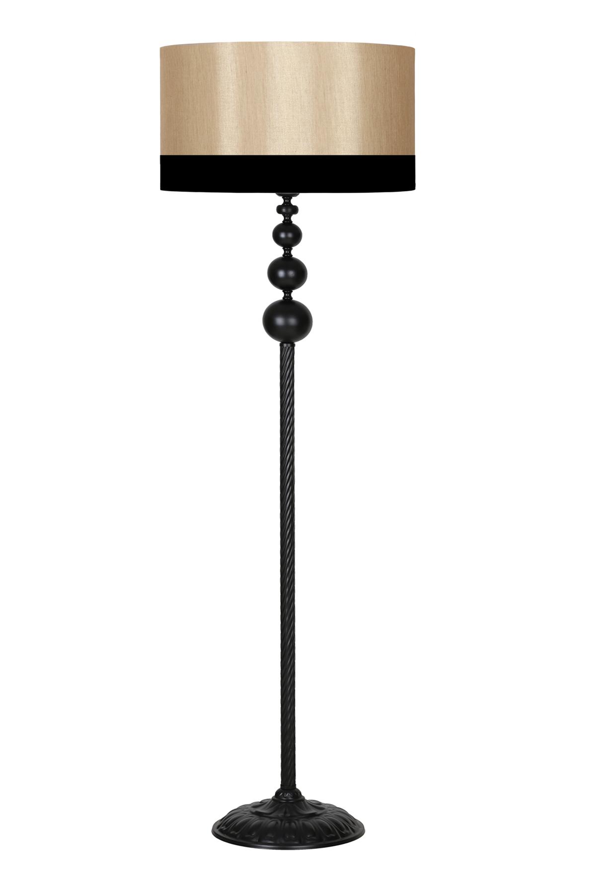 Vinner Grasse Modern Tekli Metal Tek Ayaklı Silindir Lambader Siyah - Vizon