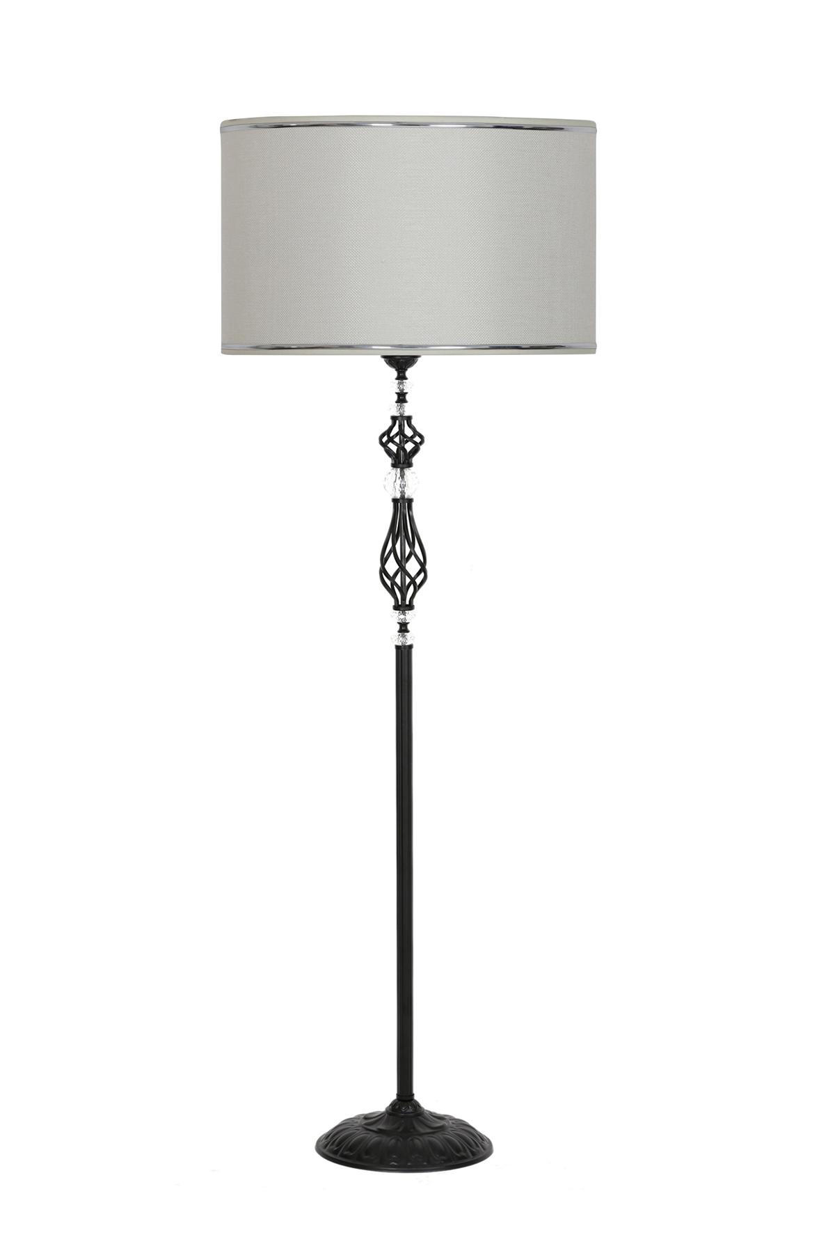 Vinner Helezon Kristal Modern Tekli Metal Tek Ayaklı Silindir Lambader Beyaz