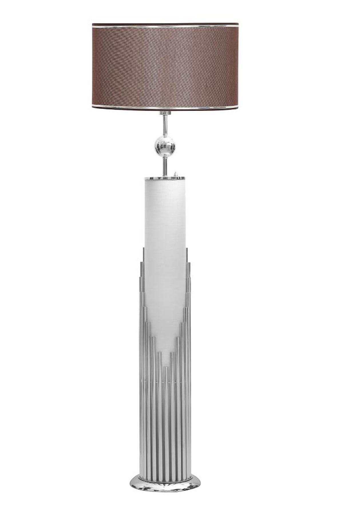 Vinner Doha Modern Tekli Metal Tek Ayaklı Silindir Lambader Koyu Kahverengi