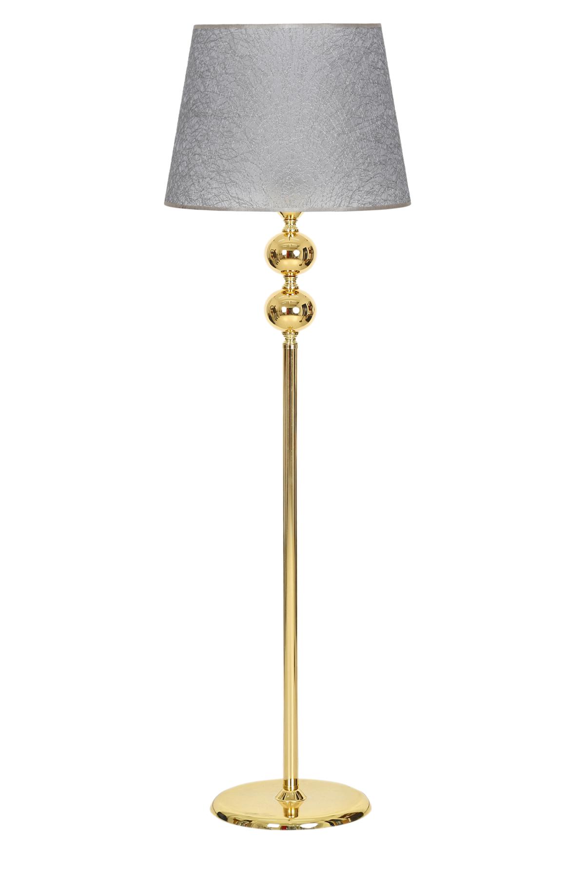 Vinner Gold Kaplama Çift Küre Modern Tekli Metal Tek Ayaklı Şapka Lambader Kırçıllı Gri