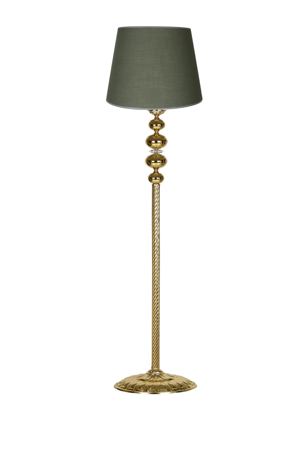 Vinner Gold Burgulu 4'lü Küre Kristal Vintage Tekli Metal Tek Ayaklı Şapka Lambader Yeşil