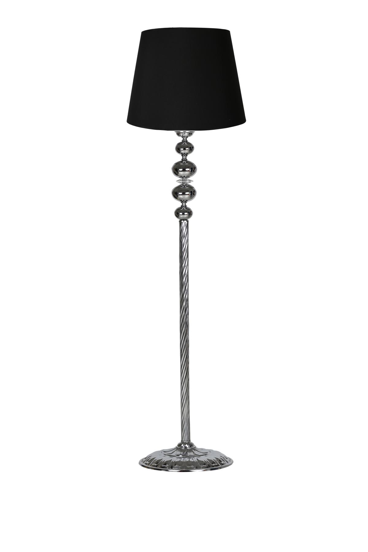 Vinner Krom Burgulu 4'lü Küre Kristal Modern Tekli Metal Tek Ayaklı Şapka Lambader Siyah