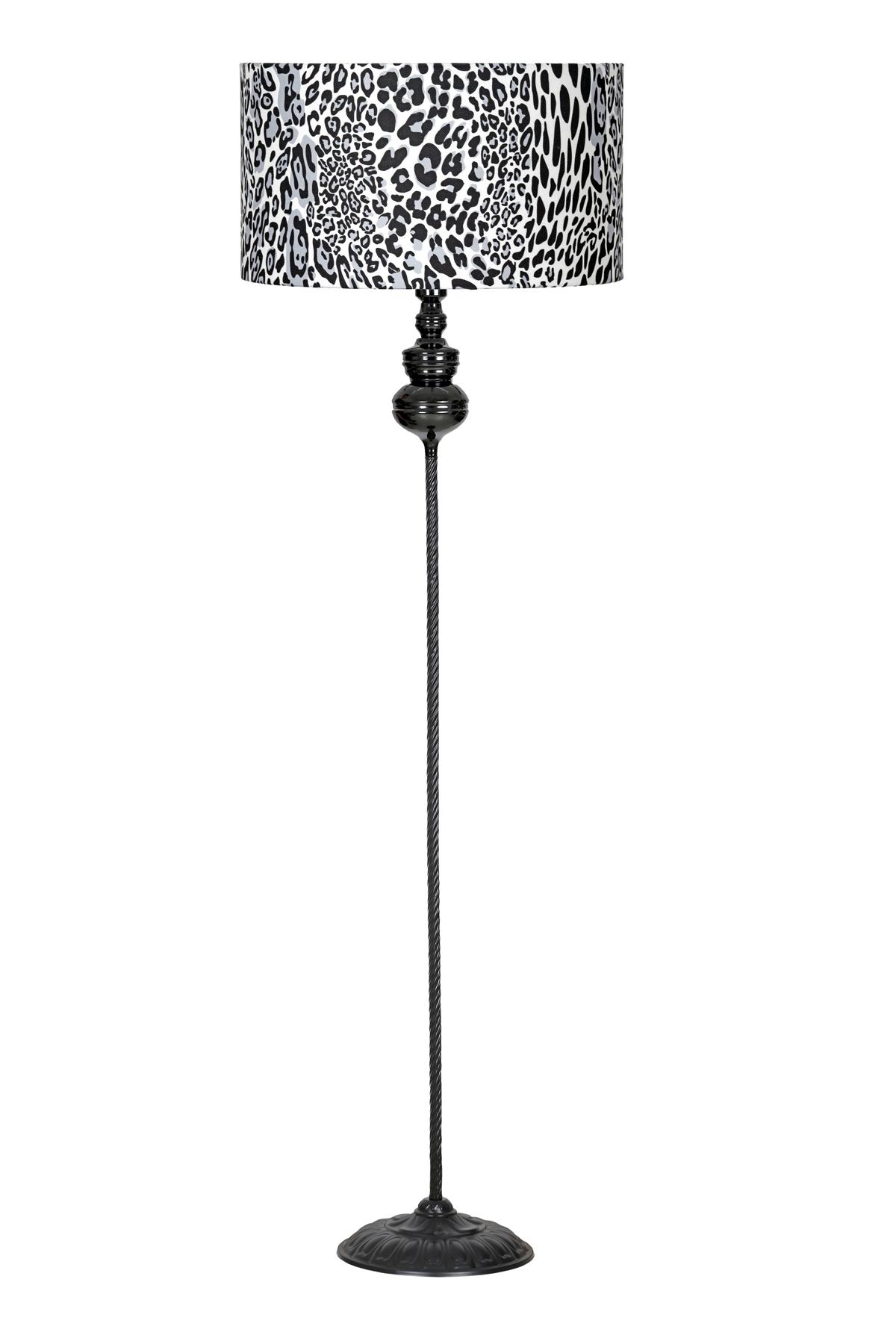 Vinner Munch Modern Tekli Metal Tek Ayaklı Silindir Lambader Leopar Desenli