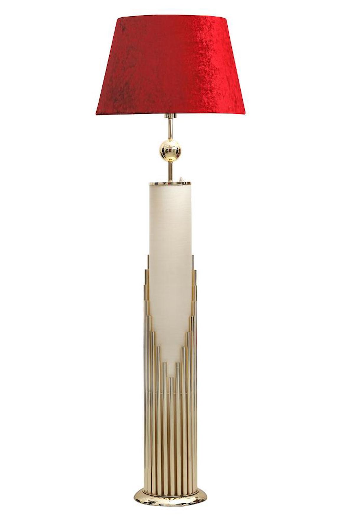 Vinner Doha Modern Tekli Metal Tek Ayaklı Şapka Lambader Kırmızı