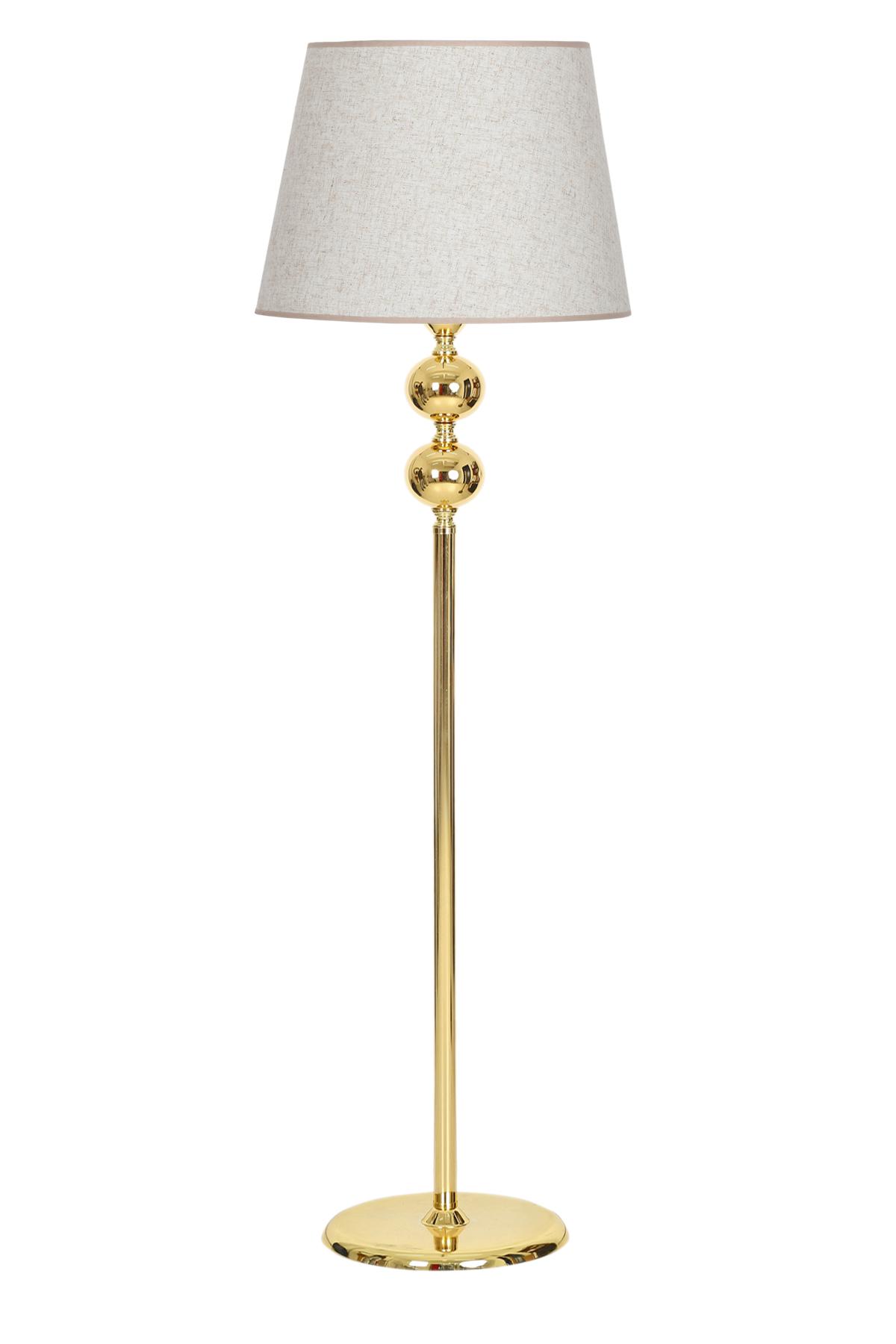 Vinner Gold Kaplama Çift Küre Modern Tekli Metal Tek Ayaklı Şapka Lambader Kırçıllı Beyaz
