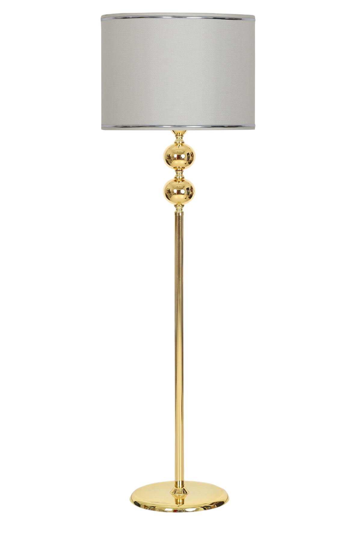 Vinner Gold Kaplama Çift Küre Modern Tekli Metal Tek Ayaklı Silindir Lambader Gümüş
