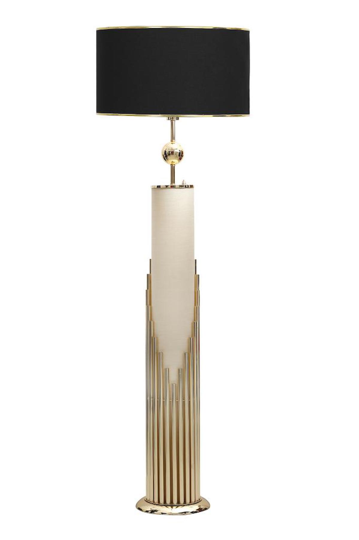 Vinner Doha Modern Tekli Metal Tek Ayaklı Silindir Lambader Siyah