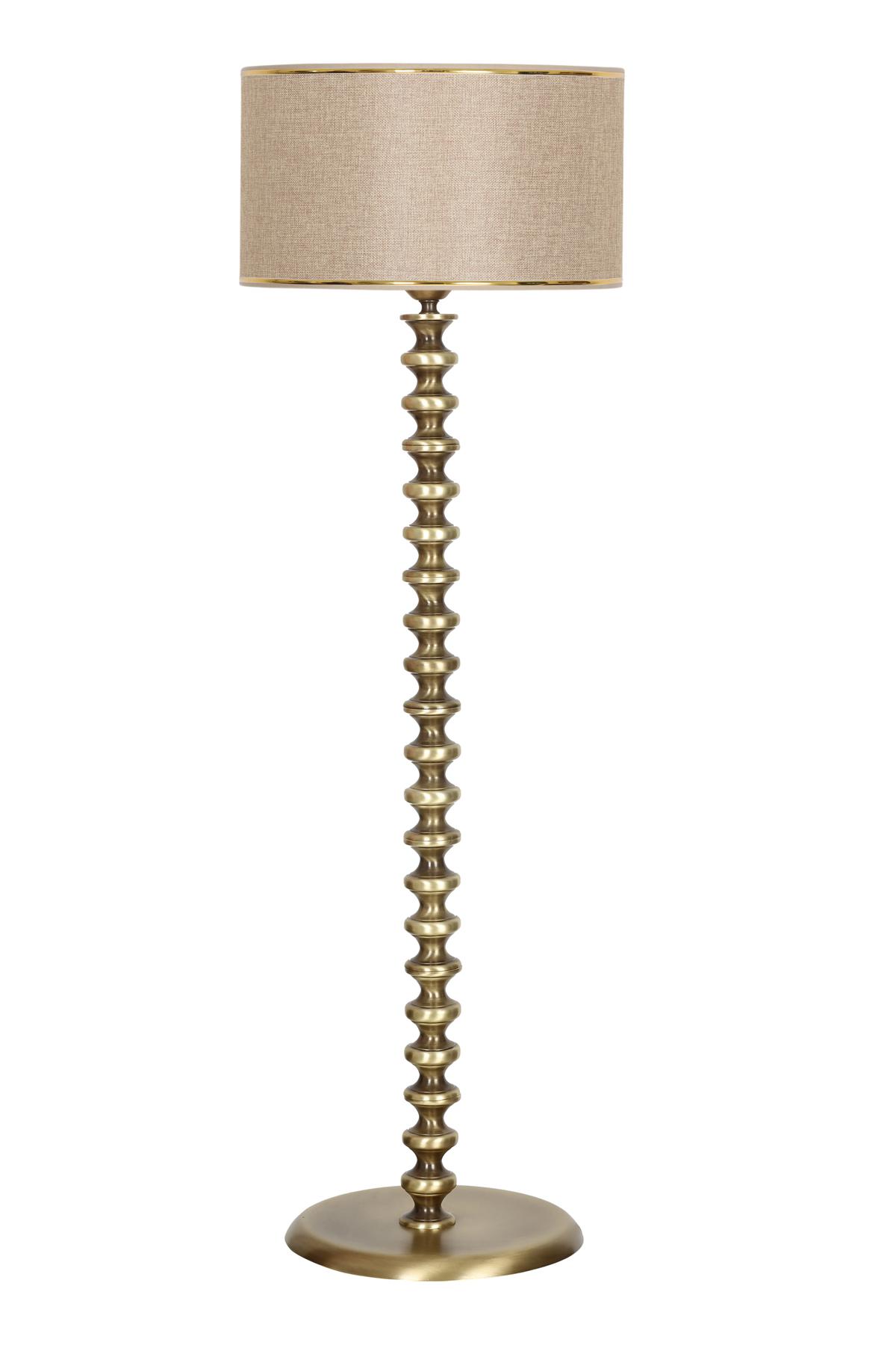Vinner Jasmine Series 5802 Eskitme Tekli Metal Tek Ayaklı Silindir Lambader Koyu Kahverengi
