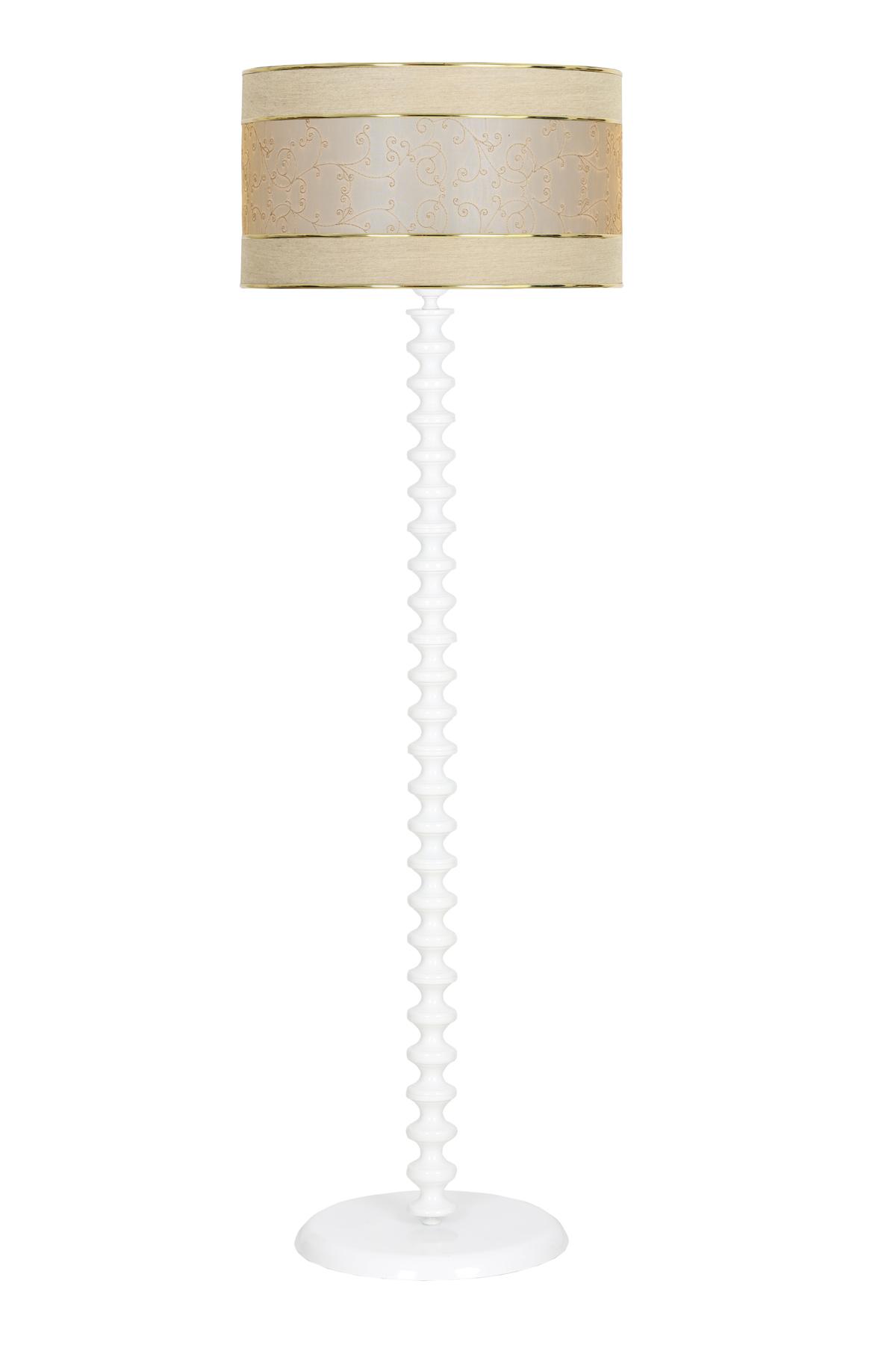 Vinner Jasmine Series LM-5804 Modern Tekli Metal Tek Ayaklı Silindir Lambader Sütlü Kahverengi