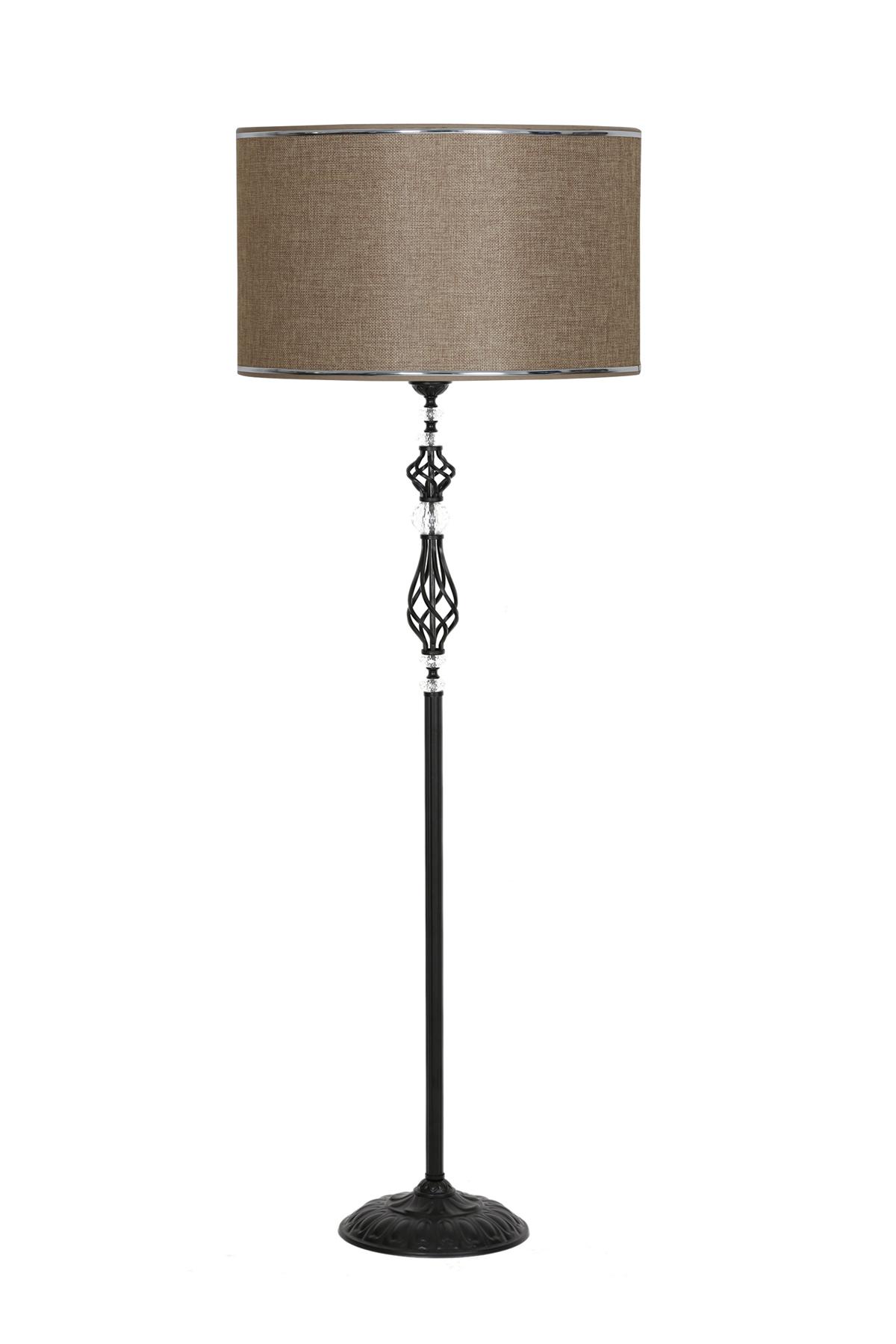 Vinner Helezon Kristal Modern Tekli Metal Tek Ayaklı Silindir Lambader Kahverengi