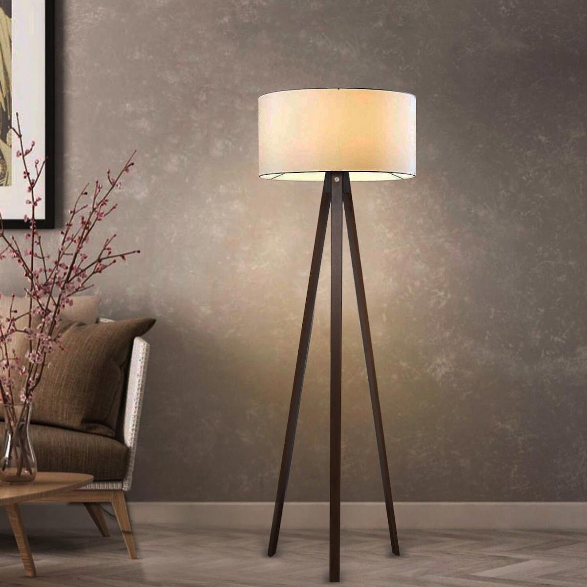 HOMİNG Retro Tekli Metal Tek Ayaklı Silindir Lambader Beyaz