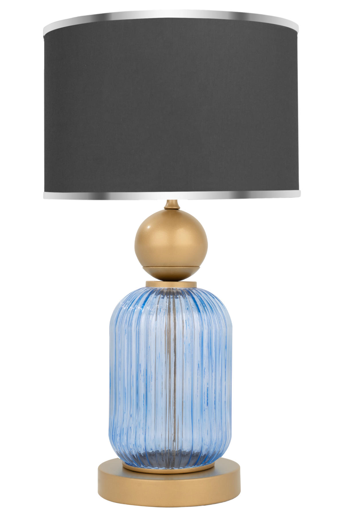 Minimal E-Ticaret Lotus Royal Blue Tekli Metal Tek Ayaklı Abajur Füme