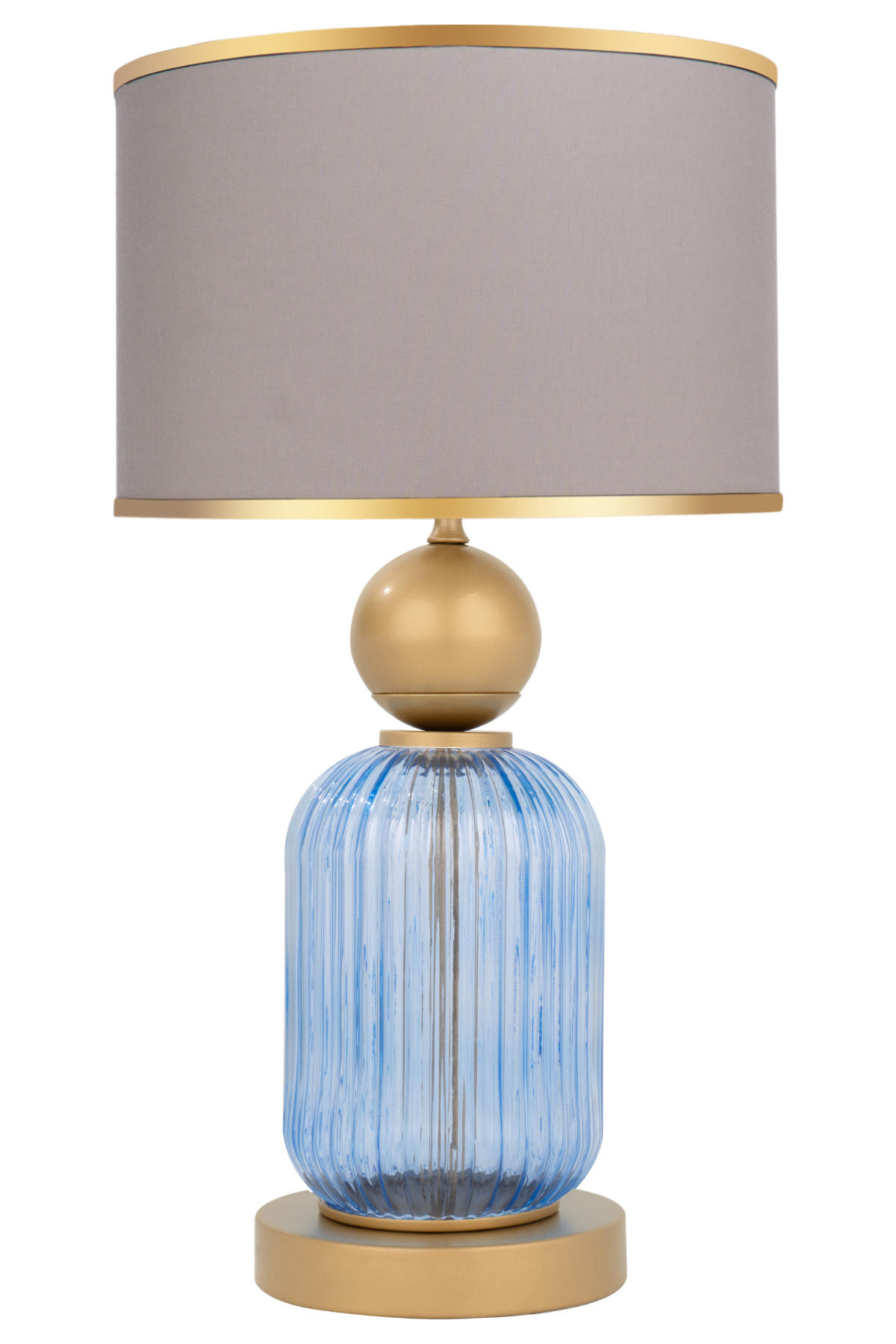 Minimal E-Ticaret Lotus Royal Blue Tekli Metal Tek Ayaklı Abajur Vizon
