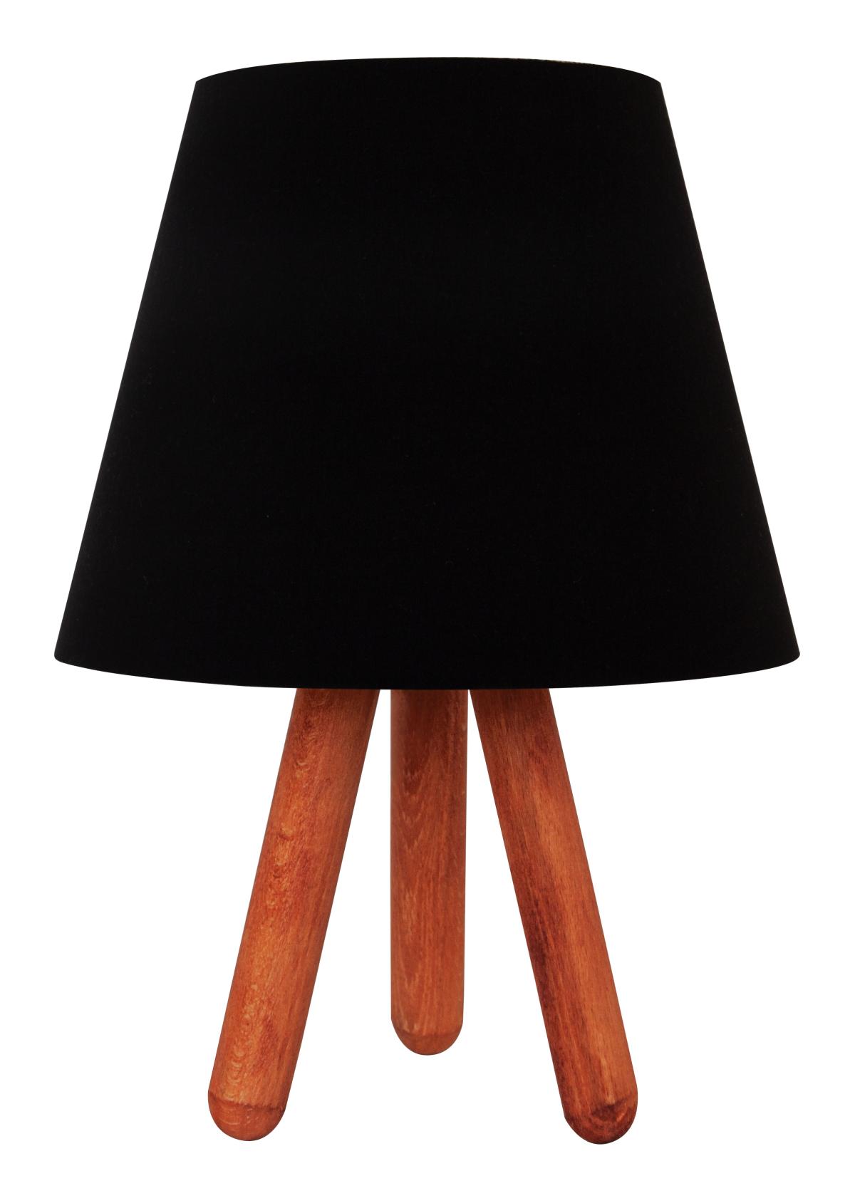 D-Light Tripod Tekli Ahşap 3 Ayaklı Abajur Siyah
