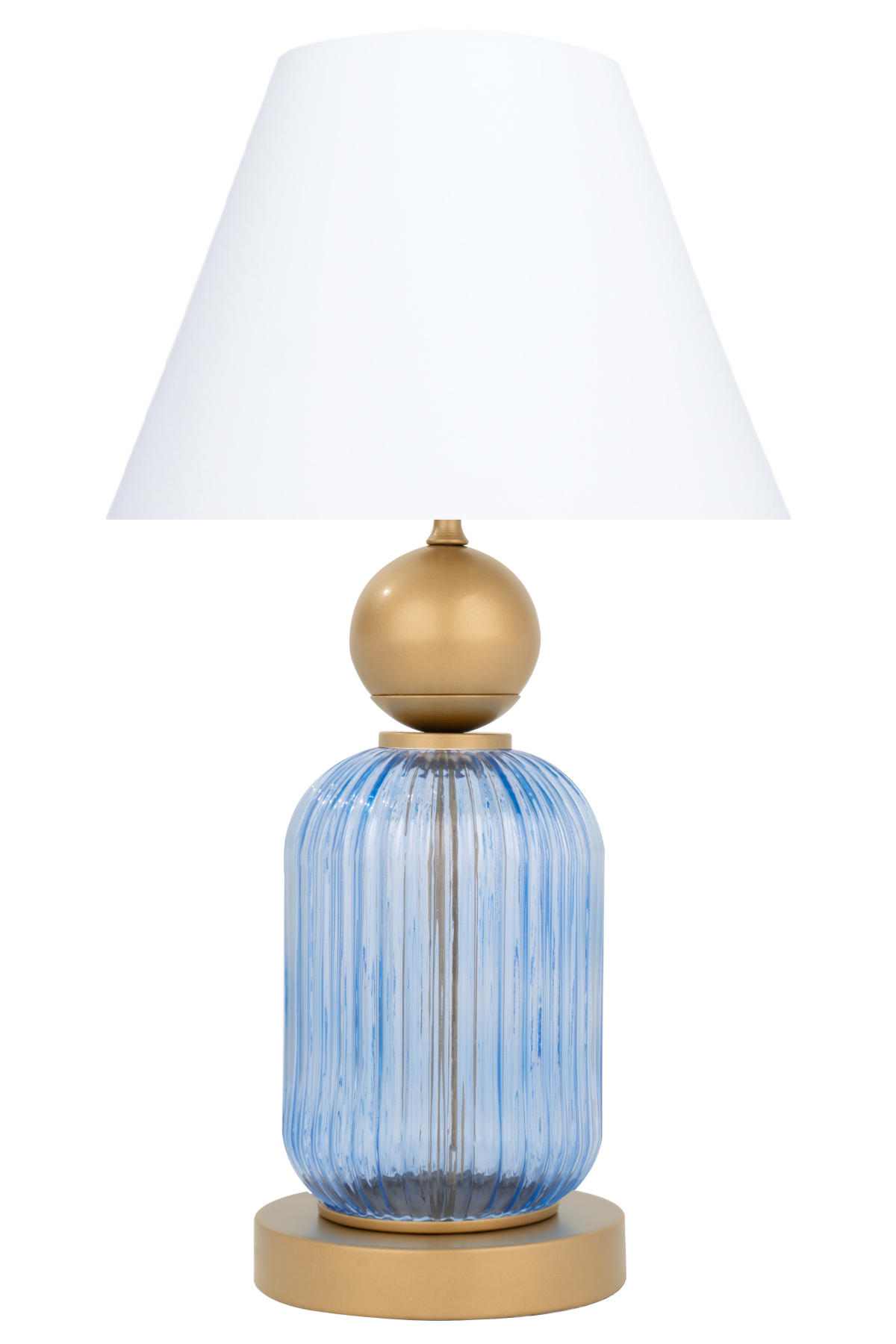 Minimal E-Ticaret Lotus Royal Blue Koni Tekli Metal Tek Ayaklı Abajur Beyaz