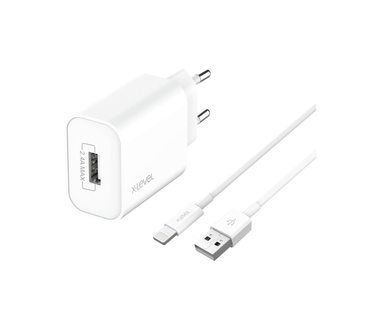 X-Level iPhone Lightning Kablolu 12 W Hızlı Şarj Aleti Beyaz