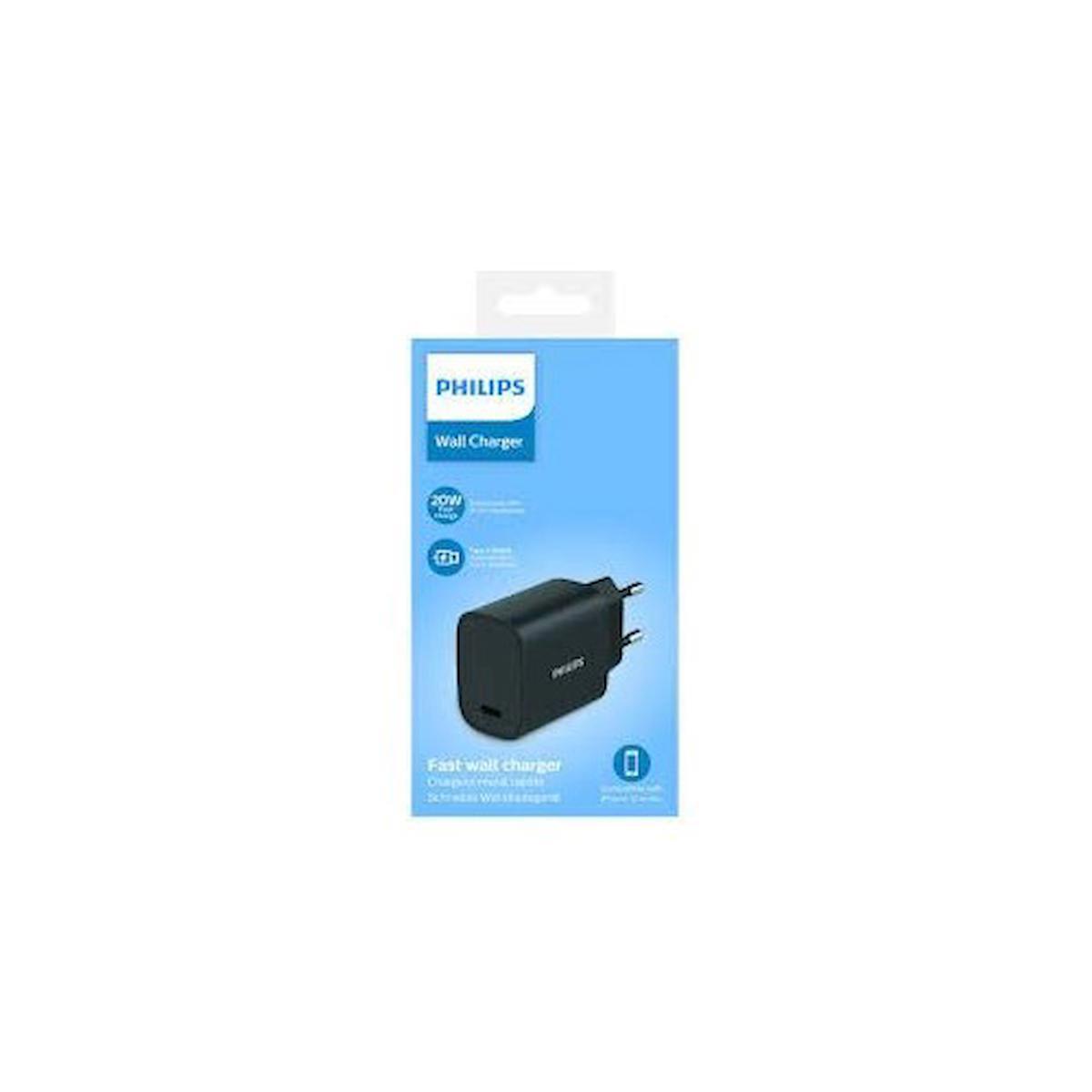 Philips Universal Kablolu 20 W Hızlı Şarj Aleti Siyah