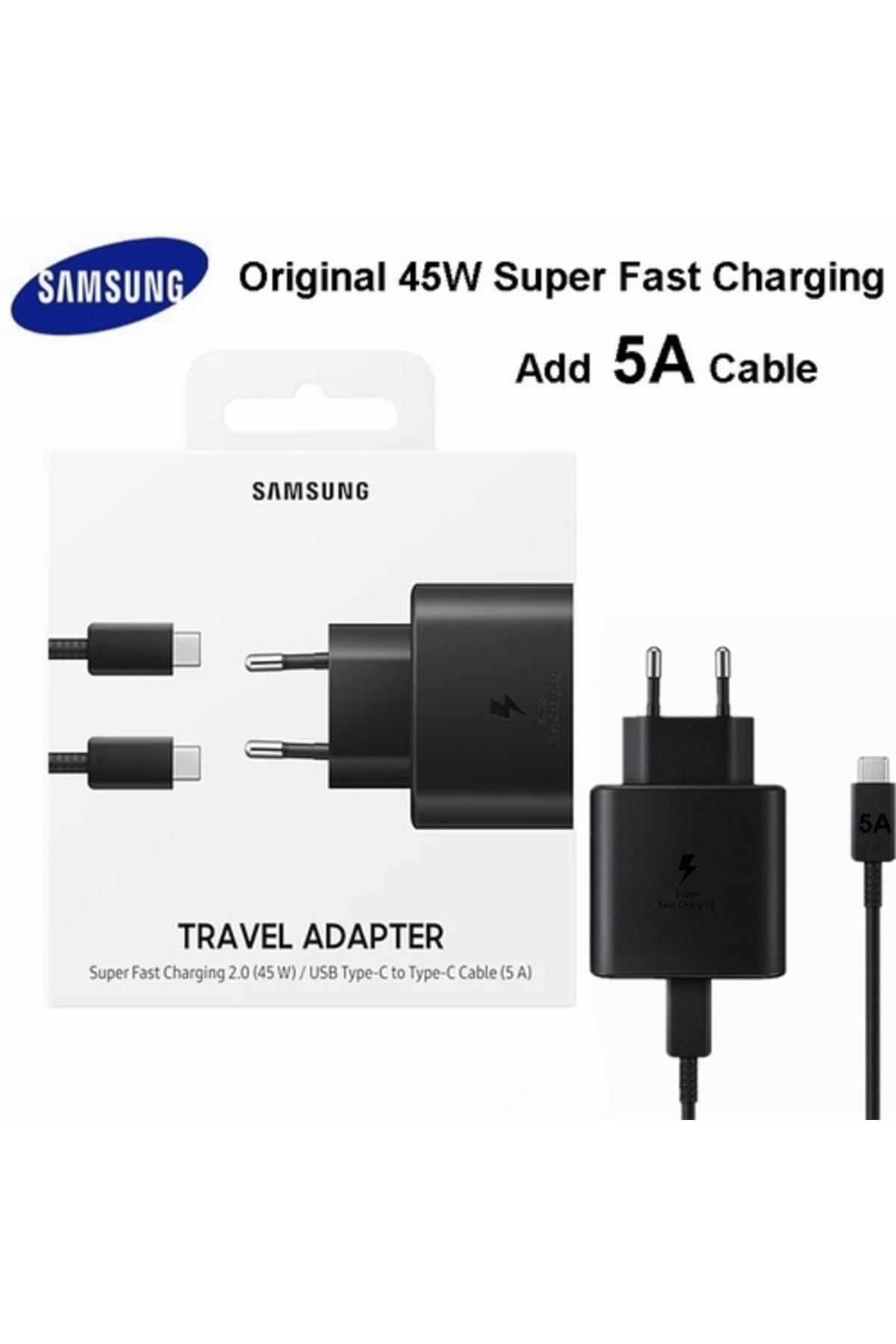 Dexover Samsung Type-C Kablolu 45 W 3 Amper Hızlı Şarj Aleti Siyah