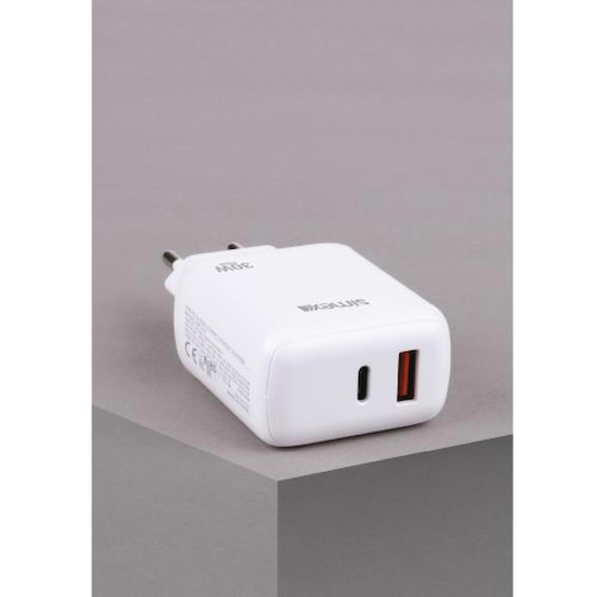 Simex SPS-08 Universal Universal Kablolu Hızlı Şarj Aleti Beyaz