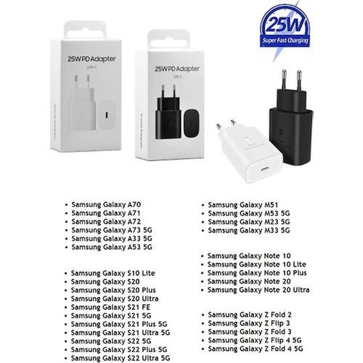 Kemsuca Samsung Type-C Kablolu 25 W Hızlı Şarj Aleti Siyah