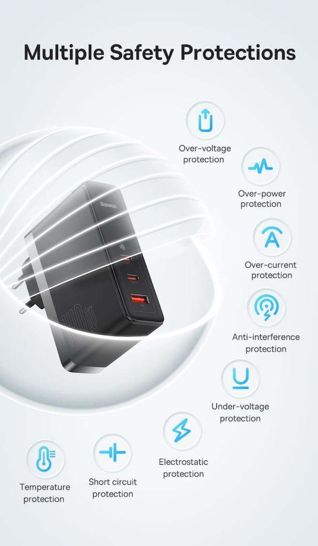 Baseus Universal USB Kablolu 40 W Hızlı Şarj Aleti Siyah
