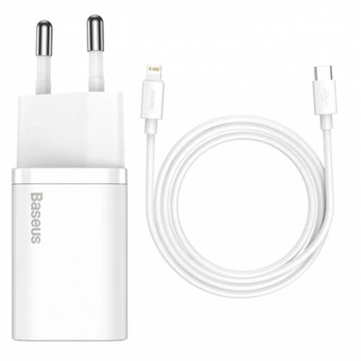 Baseus iPhone Lightning - Type-C Kablolu 20 W Hızlı Şarj Aleti Beyaz