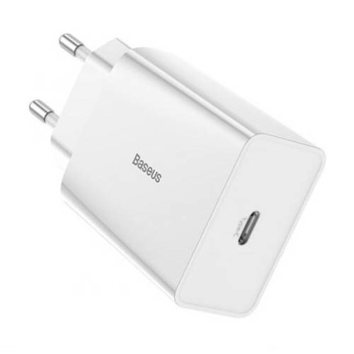 Baseus iPhone Type-C Kablolu 18 W Hızlı Şarj Aleti Beyaz