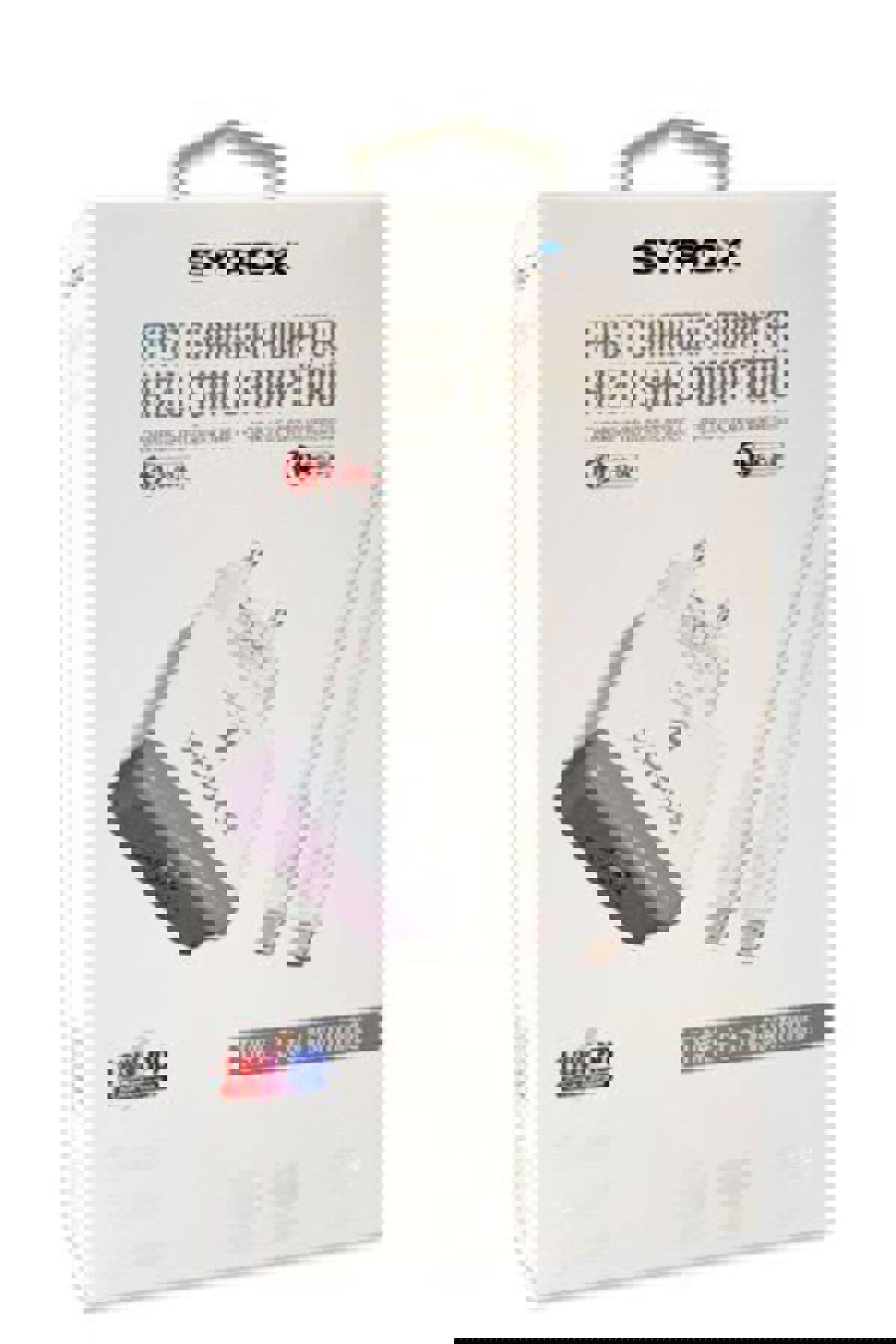 Syrox iPhone USB Kablolu 18 W Hızlı Şarj Aleti Beyaz