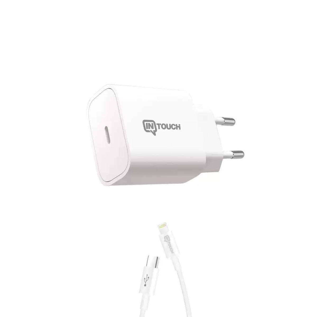 Intouch iPhone Lightning Kablolu 20 W Hızlı Şarj Aleti Beyaz