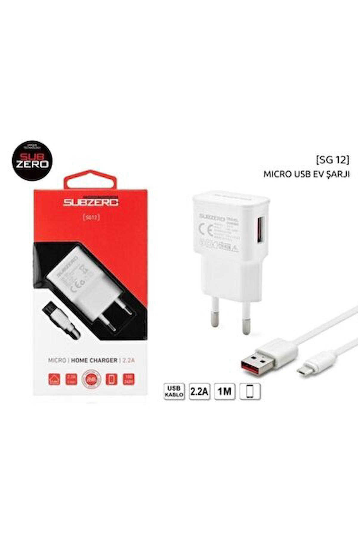 Subzero Universal USB Kablolu 2 Amper Hızlı Şarj Aleti Beyaz