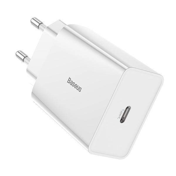 Baseus Speed Mini Universal Type-C Kablolu 20 W Hızlı Şarj Aleti Beyaz