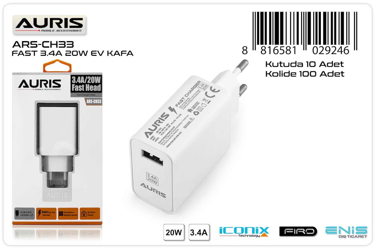 Auris ARS-CH33 Universal Kablolu 20 W Hızlı Şarj Aleti Beyaz