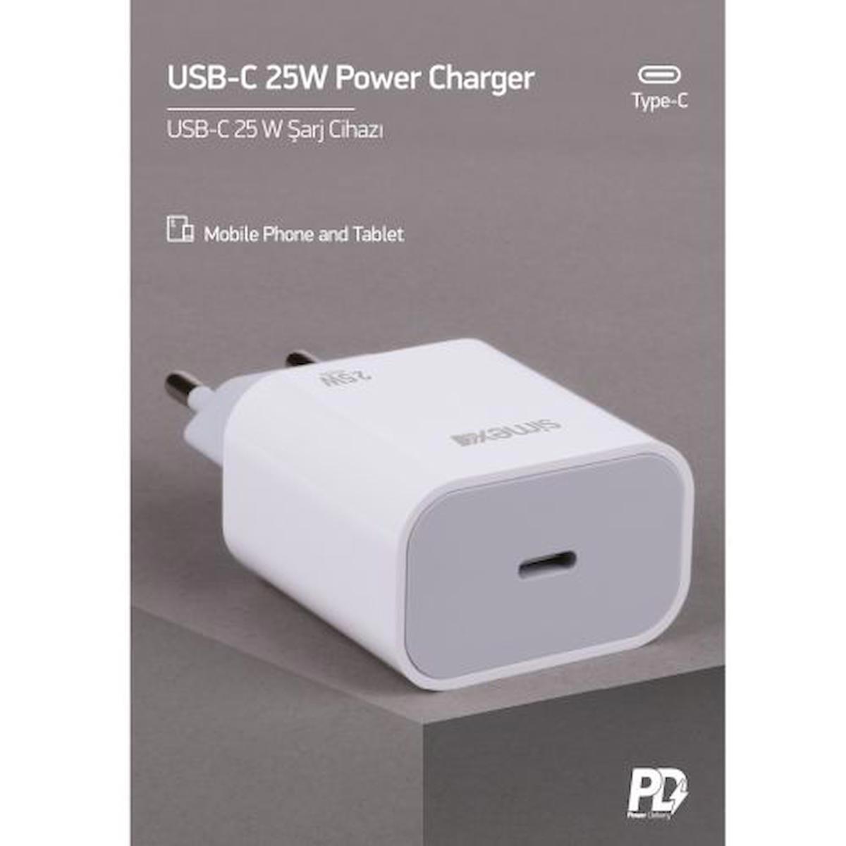 Simex SPS-11 Universal Kablolu 25 W Hızlı Şarj Aleti Beyaz