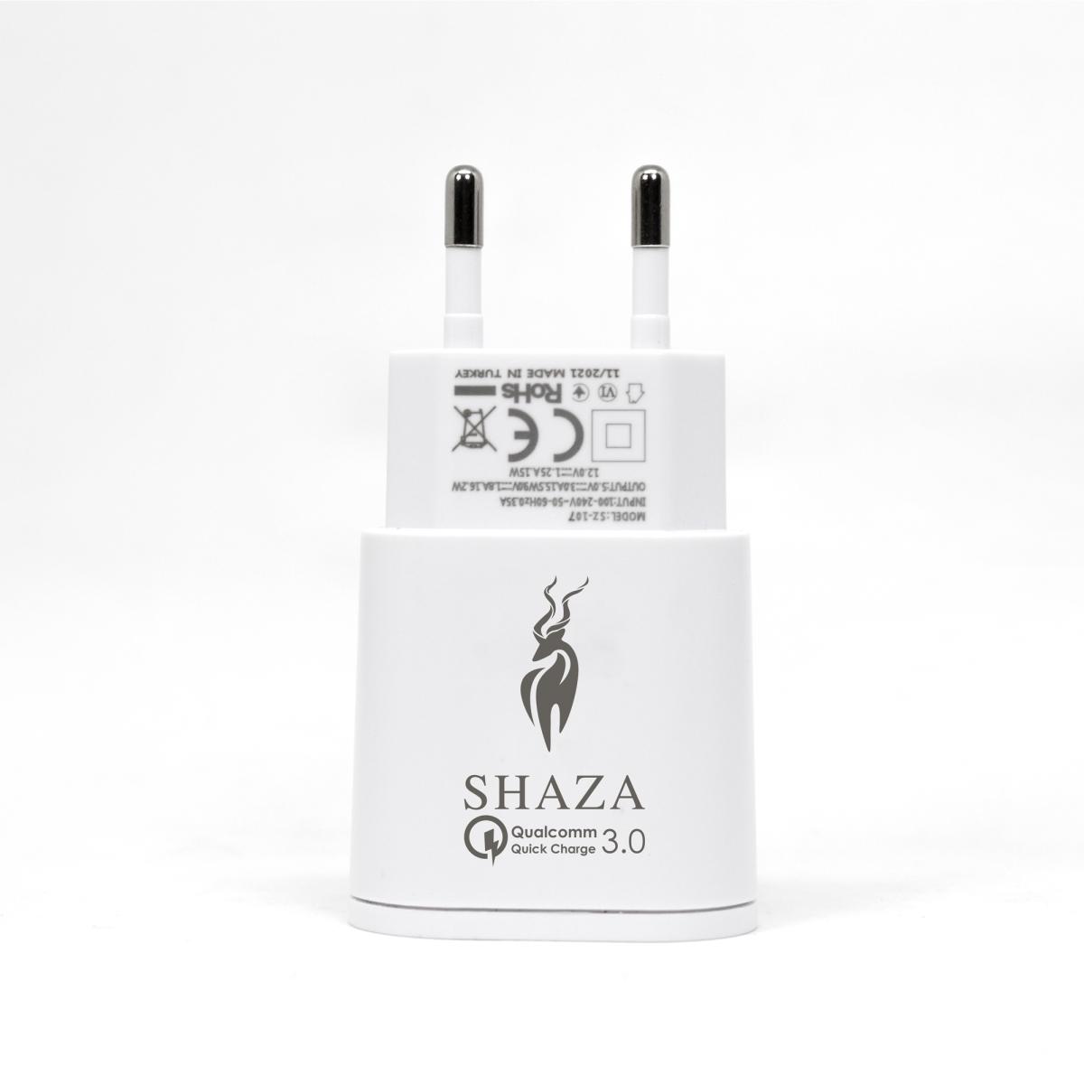Shaza SZ-107 Universal USB Kablolu Hızlı Şarj Aleti Beyaz