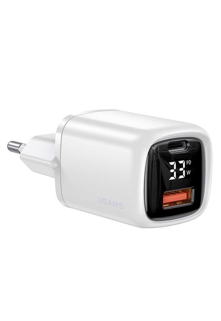 Usams CC152W T46 Universal Type-C Kablolu 33 W Hızlı Şarj Aleti Beyaz
