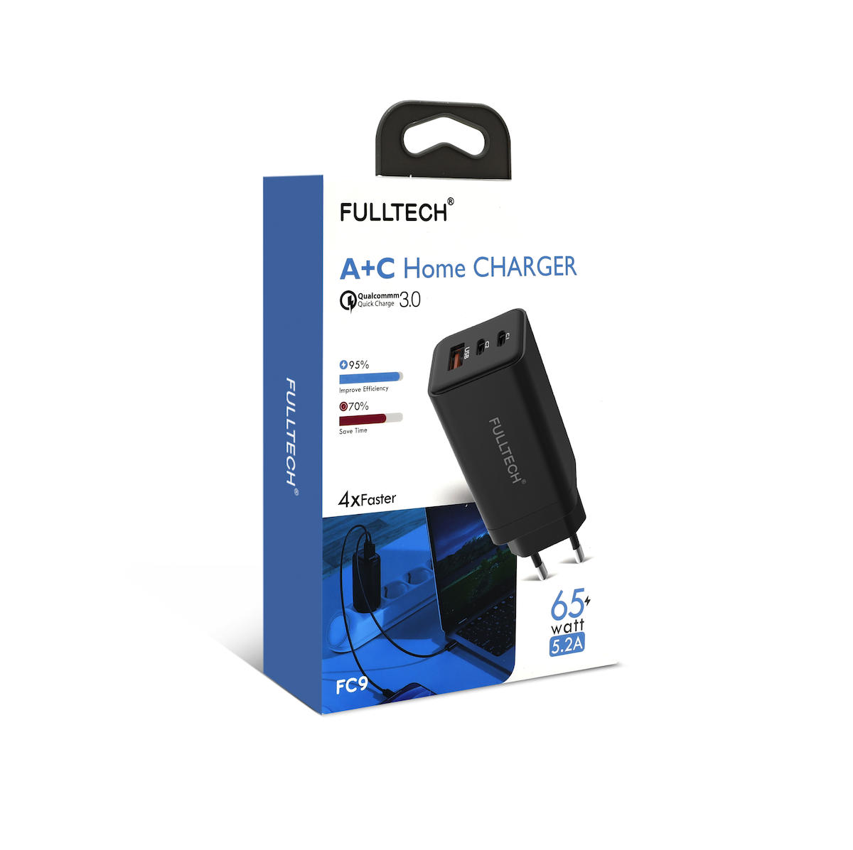 Fulltech FC9 Universal USB Kablolu Hızlı Şarj Aleti Siyah