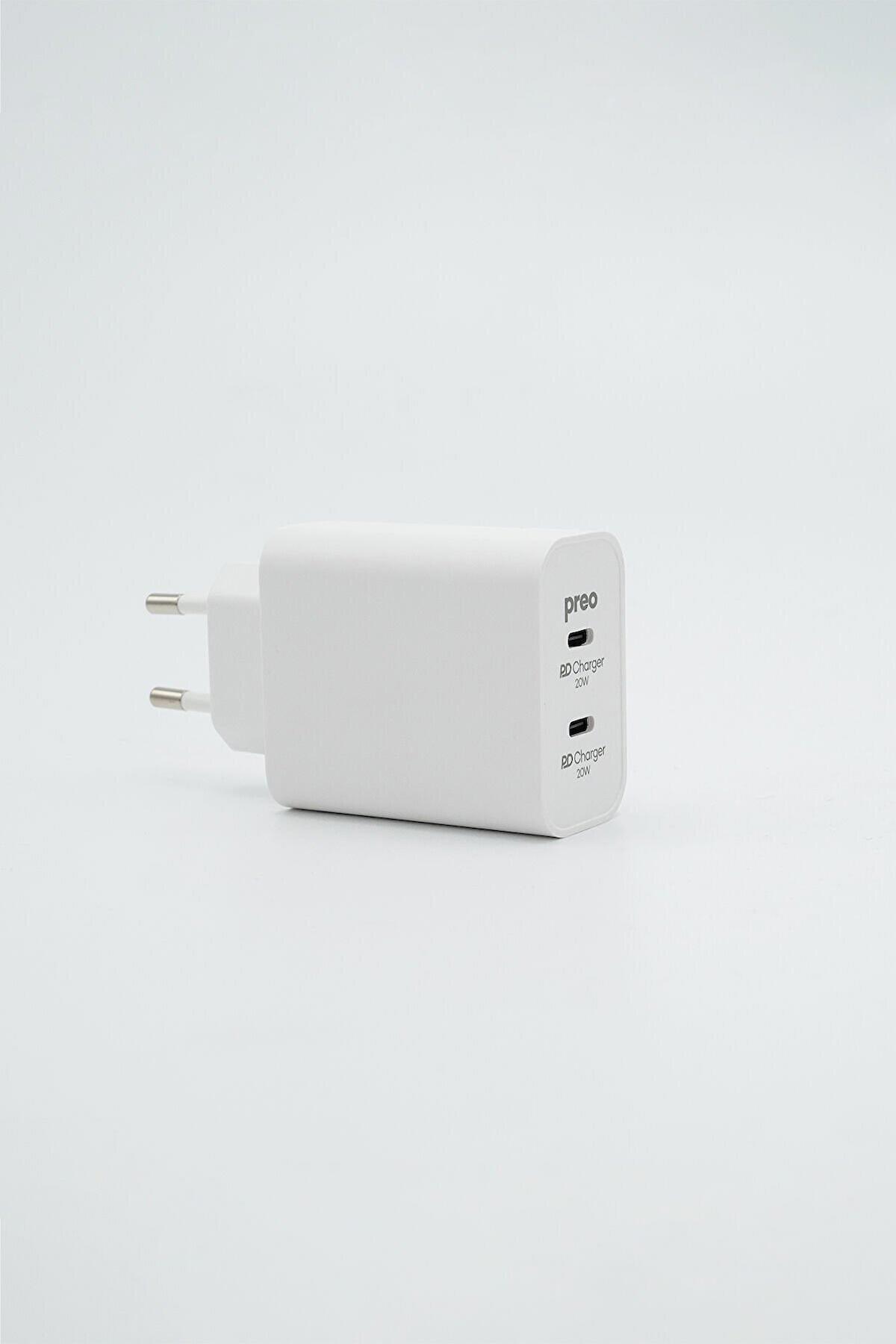 Preo MMU116 Universal USB Kablolu 40 W Hızlı Şarj Aleti Beyaz