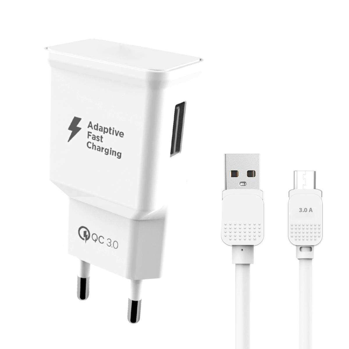 Wontis Universal Micro USB Kablolu 3 Amper Hızlı Şarj Aleti Beyaz