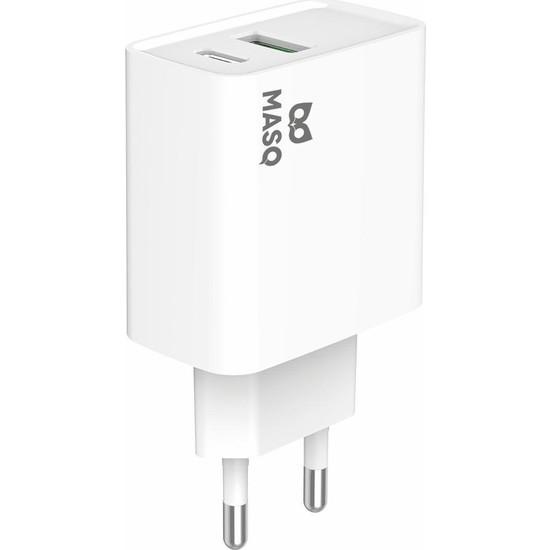 Masq Universal Type-C Kablolu 20 W Hızlı Şarj Aleti Beyaz