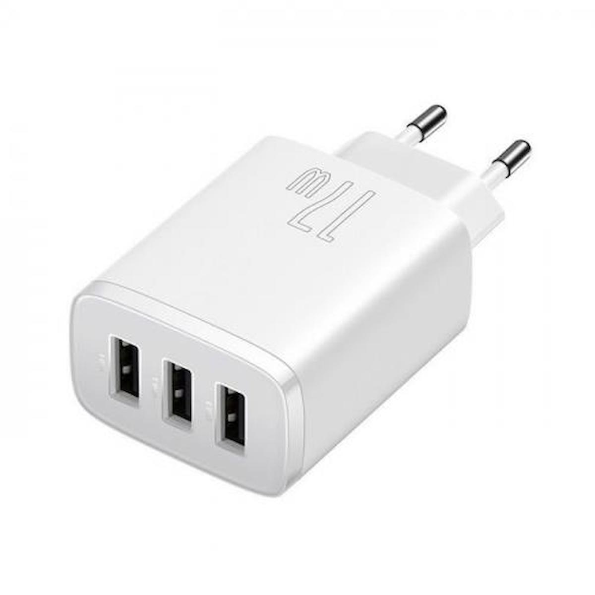 Baseus Universal USB Kablolu 17 W Hızlı Şarj Aleti Beyaz