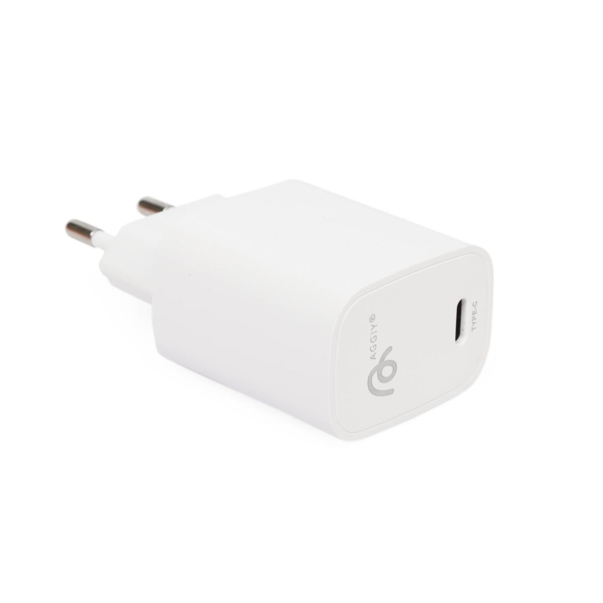 Aggiy AG-13 iPhone Lightning - Type-C Kablolu 20 W Hızlı Şarj Aleti Beyaz